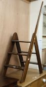 A set of modern teak library steps W.76cm