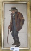 Attributed to Harold Swanwick, oil on canvas, sketch of a farmer, 32 x 17cmex Congelow House