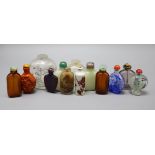 A group of Chinese glass, porcelain and other snuff bottles