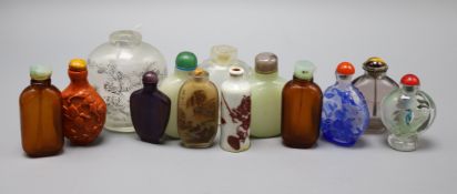 A group of Chinese glass, porcelain and other snuff bottles