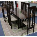 A MacIntosh style dining table and six chairs W.216cm