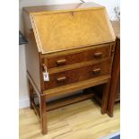 A small Heal's walnut bureau (Ivorine label) W.61cm