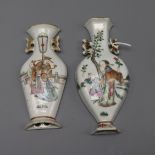 Two 19th century Chinese famille rose wall vases