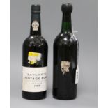 Two bottles of vintage port: Taylor's 1985 and Graham 1970