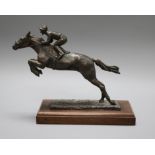 A William Timyn bronze of a jockey and horse on stand, signed