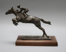 A William Timyn bronze of a jockey and horse on stand, signed