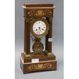 A rosewood inlaid portico clock height 47cm