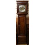 A late 18th century inlaid oak 8-day longcase clock H.209cm
