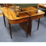 A Regency mahogany D end extedning dining table W.115cm unextended