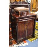 A George IV mahogany chiffonier, with raised panel to the back, open shelf, moulded frieze drawer