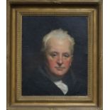 Manner of Raeburn, oil on board, Portrait of a gentleman, 43 x 35cm