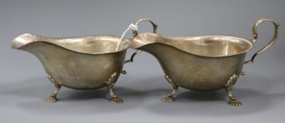 A pair of late 1960's silver sauceboats by Mappin & Webb, 8 oz.