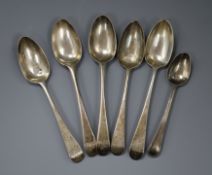 A quantity of silver Georgian spoons.
