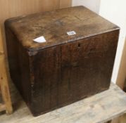 An antique oak coffer W.40cm