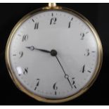 A 19th century Swiss? 18ct gold open face quarter repeating keywind pocket watch, with Arabic dial