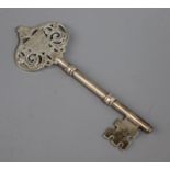 An Edwardian silver presentation key, with masonic related inscription, Hilliard & Thomasson,