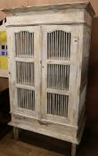 A painted birdcage cabinet W.99cm