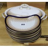 Eleven Royal Worcester crescent plates and a tureen