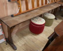 A Victorian pine and mahogany school desk 273cm