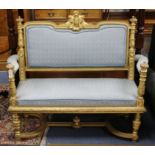 A late 19th century French carved and giltwood canape W.130cm