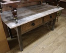 A 19th century stripped pine and oak kitchen table W.164cm