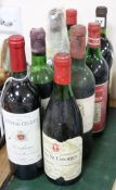 Eight bottles of vintage red wine to include Chateau Latour 1965, Nuit St Georges 1974 and Chateau