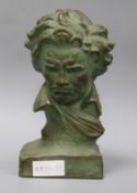 A terracotta bust of Beethoven, signed U. Cipriani height 27cm