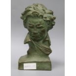 A terracotta bust of Beethoven, signed U. Cipriani height 27cm