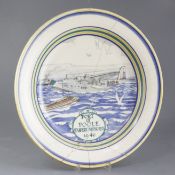 A rare Poole Pottery 'Port of Poole - Empire-Airways 1940' charger designed by Arthur Bradbury and