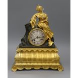 A 19th century French eight day bronze and ormolu mantel clock, by Raingo, Paris height 32cm