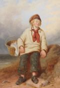 Attributed to William Collins (1788-1847)oil on mill boardFisherboy seated on the shore13.5 x 9.
