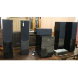 A set of 4 Quad L Series speakers, a powered subwoofer, a 405 amplifier and a Quad 33 tuner (no