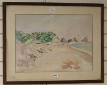 Henry Du Plessis, watercolour, The Beach, signed, 41 x 57cm