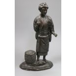 A Japanese cast iron bronze figure of a bijin height 35.5cm