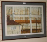 Janet Brooke, limited edition print, 'The House by The Gas Works', signed in pencil 4/10, 56 x 77cm