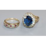 Two 9ct gold and gem set rings.