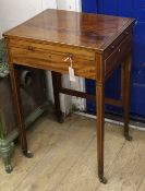 A Sheraton period inlaid mahogany work table W.51cm