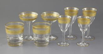 A part suite of Baccarat gilded table glassware, 9.5cm - 15cm (31)