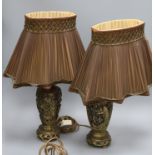 A pair of gilt composition Chinese style table lamps