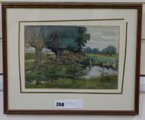 Ralph Bardill (1876-1935), watercolour, River landscape, signed and dated 1900, 18 x 25cm