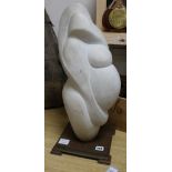 M. Tanya. A white marble sculpture of stylised form height 56cm