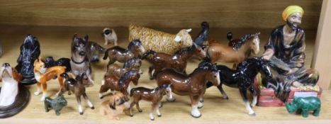 A Doulton figure, 'Medicant' and a quantity of Doulton, Worcester and other porcelain animals