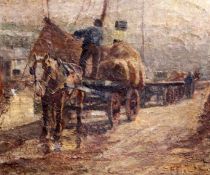 Harry Fidler (1856-1935)oil on canvasCarts alongside a wharfsigned46 x 54cm