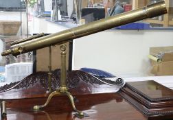 A good brass refracting telescope by TULLEY & SONS, Islington, London, signed on the tube, on a