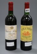 Three bottles of Clos L'Eglise, 1983 and three bottles of Potensac 1985