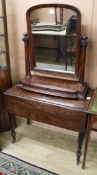 A Victorian mahogany Pembroke table and a Victorian toilet mirror W.82cm & W.70cm