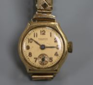 A lady's 9ct gold wrist watch.