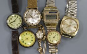 A 9ct Buren gent's wristwatch, two 9ct lady's watches, two silver watches and two others (7)