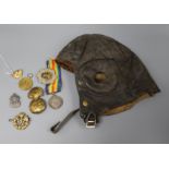A military flying helmet, a 9ct gold and enamel Australian Commonwealth Military Forces brooch,