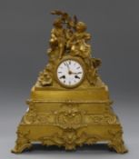 A late 19th century French eight day ormolu mantel clock, by Rolland, Marseille height 39cm